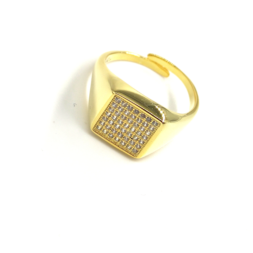 Anello timbro quadrato puntinato grigio argento BRASS Workshop f23a08