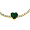 Bracciale Tennis in argento 925 dorato anallergico con zirconi da 2 mm e cuore centrale verde.