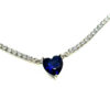 Collana Tennis in argento 925 anallergico conn zirconi e cuore centrale blu. Dimensione collana 42 + 3 cm