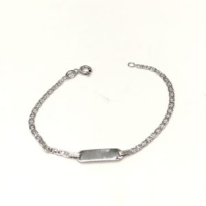 Bracciale Targa Bimbo rettangolare realizzato in argento 925 anallergico. Lunghezza 2 cm